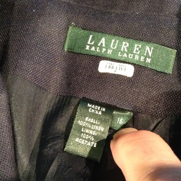 LRL Ralph Lauren 100% Linen Blazer Women’s 16 Dark Navy Blue 3 Button Lined - Picture 5 of 12